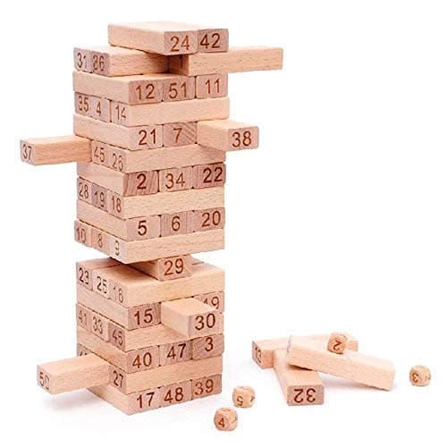 Toy Imagine 54 Pcs Wooden Tumbling Tower Game – Indoor Stacking Puzzle Blocks for Kids, Adults & Families – Fun Balancing Toy for Boys & Girls of All Ages – Party Game & Brain Teaser