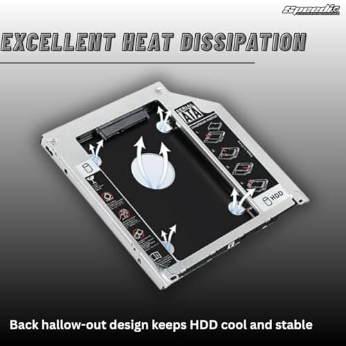 Speedio SATA 2nd HDD Caddy for Laptop | SSD & HDD Enclosure Adapter | Slim Optical Bay Hard Drive Tray | High-Speed Transfer | 2nd Hard Drive Adapter for Laptop | Pack of (12.7MM) 5