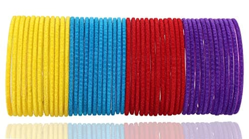 NMII Glass with Velvet worked Glossy Finished Bangle Set For Women and Girls, (F9_Velvet-(7)_Multicolour_2.8 Inches), Pack Of 144 Bangle Set 4