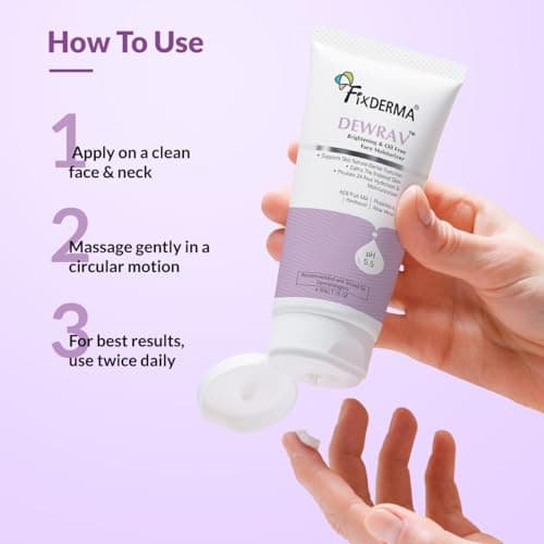 Fixderma Dewrav Brightening & Oil-Free Face Moisturizer with Panthenol & ACB Fruit Mix | 24-Hour Hydration | Dermatologist Recommended for Women & Men - 50g 5