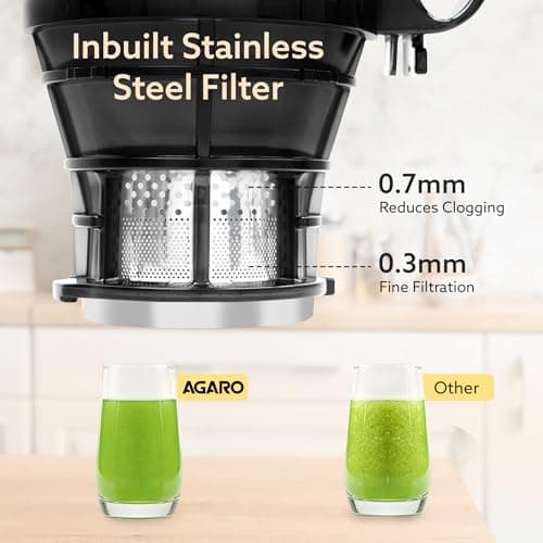 AGARO Regency Cold Press Juicer for Home, 250 Watt AC Motor Slow Juicer Machine, Fruit, Vegetable Juice & Nut Milks, Easy Assembly, Cleaning, Intelligent Safety Features & Auto Reverse, BPA-Free 5