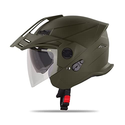 Steelbird Sbh-23 Gt Plus Open Face Isi Certified Motorcycling Helmet With Inner Sun Shield (Medium 580 Mm, Dashing Battle Green)