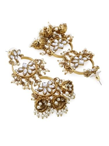 Rubans Women's Gold-Plated Silver-Toned Kundan Classic Jhumkas 4