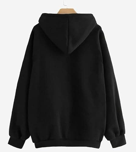 VANCHER Black Solid Hooded Cotton Fleece Sweatshirt for Men – 350 GSM Winter Hoodie, Warm & Lightweight Regular Fit Pullover, Long Sleeve Casual Wear (in, Alpha, M, Regular) 2