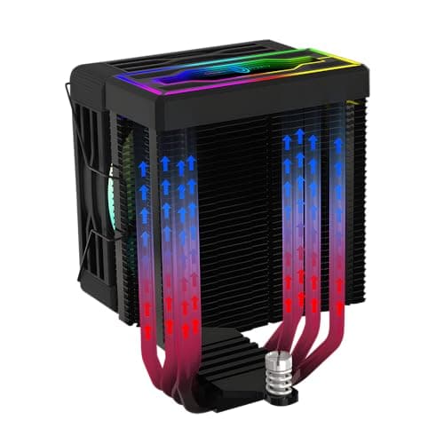 Circle Gaming CG 4P ARGB CPU Air Cooler Mirror Close-Loop-120mm Fan | Support AMD & Intel CPU Socket AM5, AM4 / LGA 1700, 1200, 1151, 1150| PWM Case Fans | 63 CFM Airflow | 4 Heat Pipes | Black 3