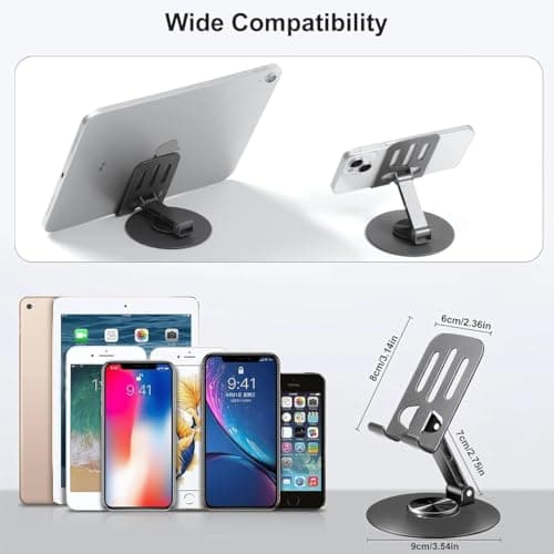 GizmoGrid 360 Rotatable & Foldable Tablet Stand Mobile Stand & for Kindle, ipad, Stable Base | Adjustment of Height & Angle, for Classes, Calls, Gaming & Videos- Made in India (Spinova 360° BL) 2