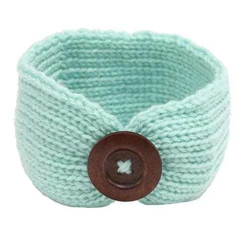 El Regalo 1 PC Woolen Knitting Button Headbands Turban Head Wrap Unisex Knitted Hair Band Young Kids (Upto 5 years) for Girls & Boys (Light Blue)