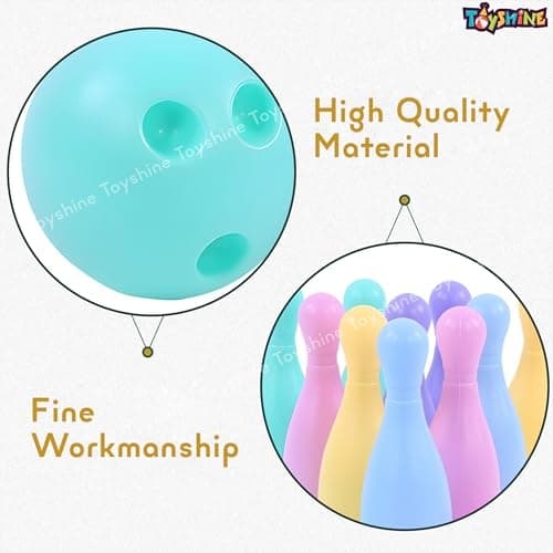 Toyshine Bowling Pins Toy Set Fun Learning Game Plastic Bowling Toy Set Includes 10 Pins and 2 Ball Educational Learning Toy for Boys Girls 3+ 3
