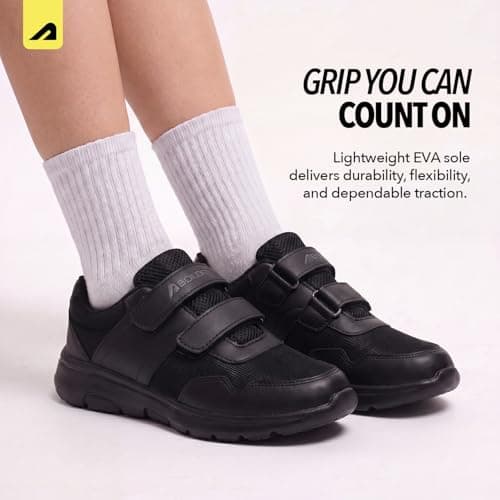Boldfit School Shoes for Kids Comfortable School Shoes for Boys and Girls Lightweight & Durable Formal Quick-Wear Lace-Up Uniform Footwear for Kids, Black- 12 UK 5