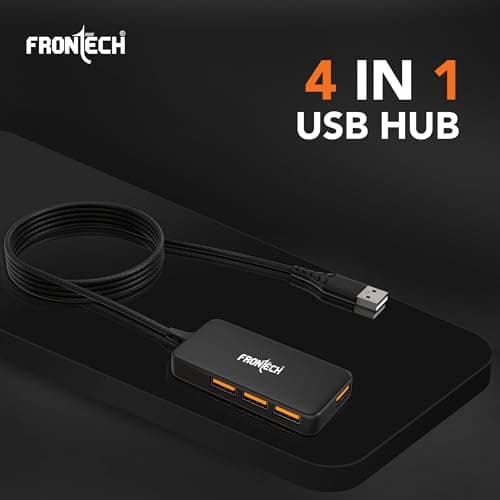 Frontech USB Hub with 4 Port | Switches & LED Indicators | Extra Power Support|480 Mbps Speed - Each Port|Fuse Protection for PC, USB Flash Drives | Backed with 1 Year Warranty (NC-0062) 2