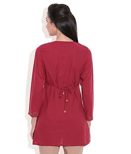 TRIBES INDIA Women's Cotton Regular Kurta (1TXWOMRJ2556_1_S_Red_Medium) 3