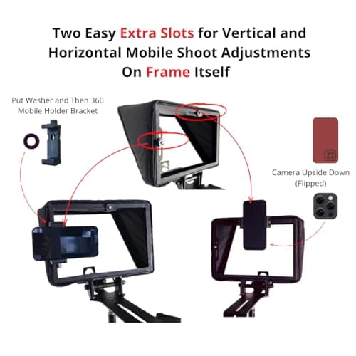 DigioCraft Proshot V4 Teleprompter for iPhone,Ipad,Smartphone,DSRL Camera with Microphone Remote Control|Software&Pro Video Recording Training|Matelic Body|Carry Case|Easy Assembly|Video Making,Black 5