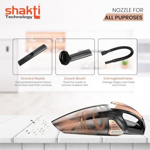 Shakti Technology Sweep High Power Auto Car Vacuum Cleaner for Deep Cleaning, Hand Held Portable Cars Vacuum for Car Cleaning with DC 12V, 140W Vacuum Motor & 5000 PA Powerful Suction 5