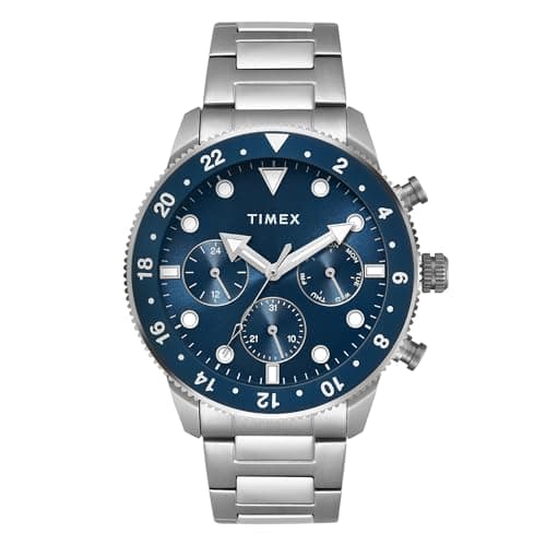 TIMEX Analog Watch for Man with Teal Round Dial & Silver Stainless Steel Bracelet Band Water Resistant Men's Wrist Watches - TWEG272SMU08