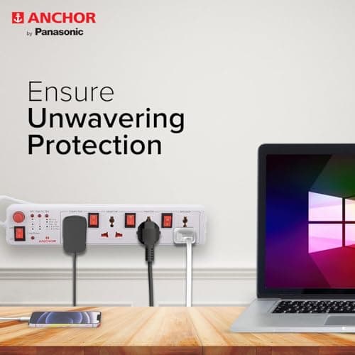 Anchor by Panasonic Spike Guard- 4 Universal Socket Shutter with Individual Switch - 4 Mtr (22569) 4