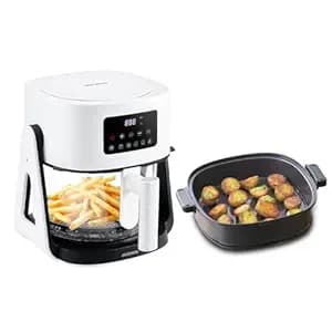 Acerpure Air Fryer | 100% Glass Bowl | 90% Less Oil | 5.5L Air Fryer + 2.5L Cooking Pot | Air Fry, Toast, Reheat, Grill, Cook | 360° TurboHeat Technology | Preset Modes | 1500 Watts | White