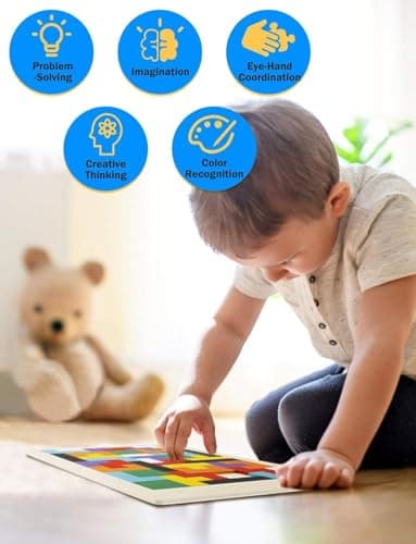 Chocozone Wooden Russian Blocks Puzzles for Kids Adults, Tetris Intelligence Puzzle for Ages 3-8, Brain Teasers STEM Learning Toy Educational Gift 2