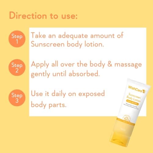 WishCare Sunscreen Body Lotion with SPF 50 PA+++ In-Vivo Tested | Body Sunscreen With Broad Spectrum UVA & UVB Protection, No White Cast | With Carrot Seed & Raspberry | For All Skin Types | For Women 5
