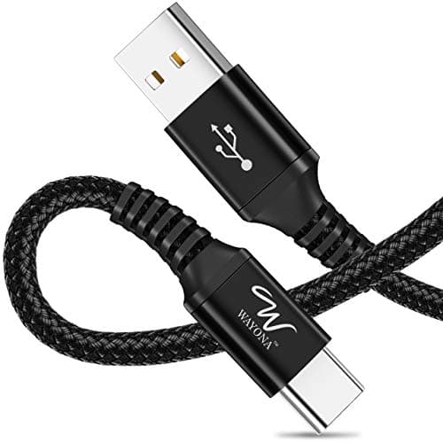 Wayona Type C Cable 65W Nylon Braided Quick Charger Fast Charging Compatible for Samsung Galaxy S24 S23 S22 S21 S20 S10, iPhone 15 Series, Z Fold 4 3/Flip 4 5G (1M, Black) 2