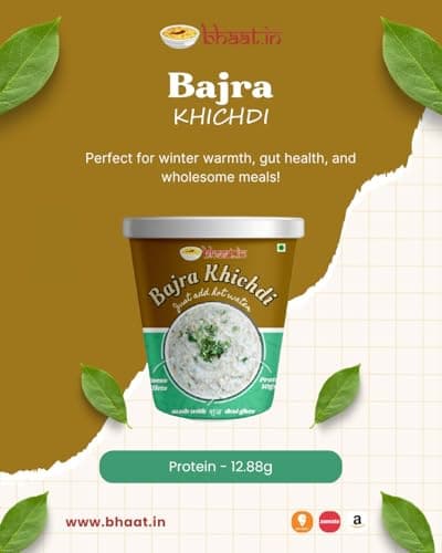 Bhaat.in Instant Bajra Khichdi |Pack of 2|PROTEIN 10GM |Wholegrain| Millet Meal |NO PALM OIL| Ready to Eat Healthy Meal | Pack of 2 | Just Add Hot Water | Gluten-Free | No Onion, No Garlic | Multigrai 2