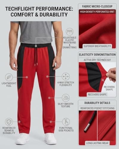 2 Tone Colour Nylone Men’s Jogger Pants with Drawstring Waist | Relaxed Fit Track Pants with Deep Pockets | Casual Gym Sports Wear Lower for Men (in, Numeric, 28, Regular, Red & Black) 4