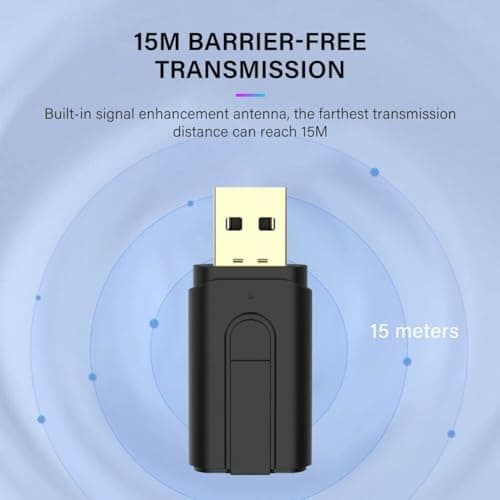 Laptrix 2 in 1 Bluetooth 5.0 Transmitter Receiver 3.5mm Stereo Audio Adapter with Mic Portable Design | Driverless Plug and Play Easy Slide Switch Mode 50m Range Compatible with Car, Aux 3