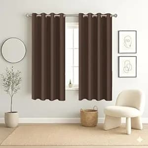 Homestan 90% Blackout Window Curtains 4 Feet Long Set of 2, Room Darkening Parda with Grommet Design for Home Decor (4x4 Feet, Dark Brown)