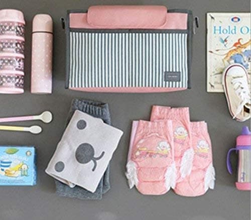 Tickle Tums Pram Stroller Organiser,pram Diaper Bag,Small Diaper Bag for Baby -Universal Fit Adjustable Interior Compartments Stylish Stroller Accessories and Diaper Bag (Pastel Peach) 2