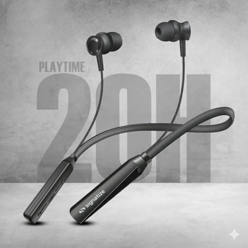 SIGNATIZE Bluetooth in Ear Earphones with 10mm Drivers, Rich Music Experience, Above 20 Hours Playtime, Type C Fast Charging, Neckband Earphones 3