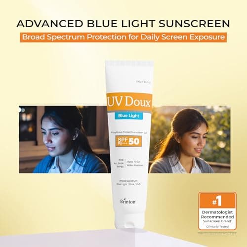 UV Doux Blue Light Tinted Sunscreen Gel SPF 50 PA+++ | India’s No.1 Dermatologist Recommended Brand | UVA/UVB & Blue Light Protection, Benzene Free| Matte Finish | Oily & Acne-Prone Skin | 100 g 4