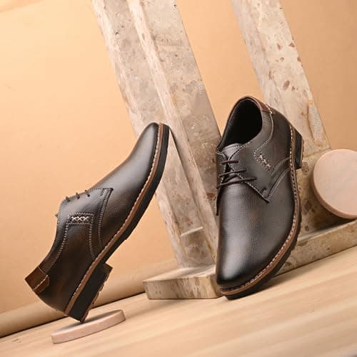 Snoopers Men's Stylish Lace-Up Winter Shoes | Formal & Smart Casual Wear Derby Shoes for Office, Party & Casual Wear | Comfortable Soft Cushioned Lining & Flexible TPR Anti-Slip Sole Brown 2