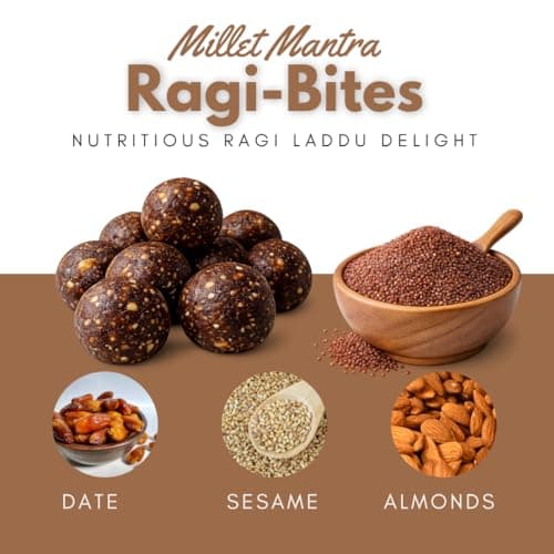 Millet Mantra Ragi Bites Healthy Millet Snack | No Refined Sugar Jaggery Sweet | Calcium & Iron Rich Energy Bites | Traditional Laddu Style | 100g 5