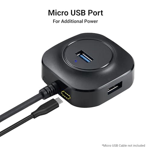 ZEBRONICS 400HB USB HUB, 4 Ports, USB 3.0, Transfer Speeds Upto 5 Gbps, Compact Design, LED Indicator, Multi OS Compatible, Micro USB (for Additional Power), Plug and Play 3
