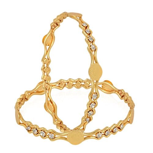 ZENEME Fashion Jewellery American Diamond Designer Gold Plated Necklace Set & Bangles for Women & Girls (2.6) 5