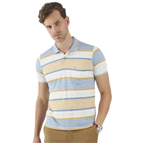 Monte Carlo Men's Regular Fit Polo T-Shirt | Half Sleeve | Striped Pattern| Casual Everyday Wear | Stylish & Comfortable Tshirt for Men Beige 3XL_(Pack of 1)
