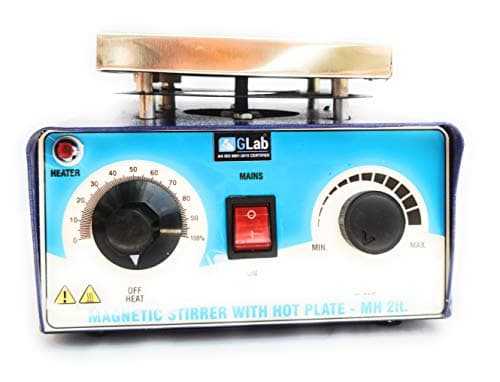 GLAB India 2000 ml Magnetic Stirrer with Hot Plate | Temperature Controller & Imported Stirring Bead | Laboratory Heating & Mixing Equipment