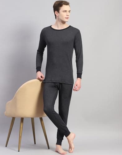 Monte Carlo Mens Solid Black Round Neck Full Sleeve Thermal Vest (6240BM5BL-0-36) 5