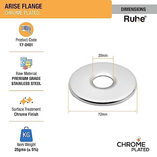 Ruhe® Premium Stainless Steel Arise Wall Flange for Kitchen Taps/Bathroom Taps/Faucets | Pack of 5 | Chrome Plated 2