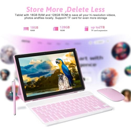 PEICHENG Android 15.0 Tablet 10 Inch 18GB RAM+128GB ROM + 2TB Expandable Tab Set with Keyboard/Case/Mouse/Pencil, 2.0GHz Quad-Core Processor, HD IPS Display 2