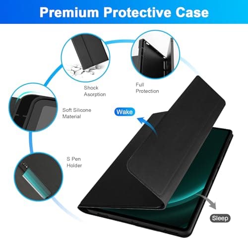 SOPPY 7 Colors Backlit Keyboard Case with Mouse for 12.4" Samsung Galaxy Tab S7 FE/S7 Plus/S8 Plus/S9 FE Plus/S9 Plus, Wireless Keyboard with Case & Pen Holder for Samsung Tab 12.4 Inch, Black 4