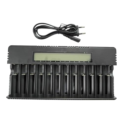 METAPOD 12 Slot Battery Charger with LCD Display | HD-8994A Fast Charging 6400mA | Supports 18650, 26650, 21700, AA, AAA NiMH NiCd Li-ion Batteries | Smart Multi-Bay Charger