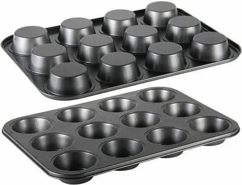 Royals Muffin Tray for Baking, BPA Free Non-Stick Carbon Steel Cupcake Tray, 446°F Heat Resistant & Easy to Clean, Microwave & OTG Oven Safe Cupcake Mould for Baking (12 Cavity) 2