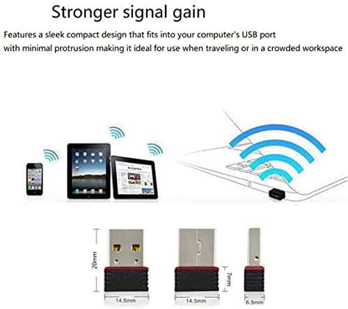 Laptrix Mini USB WiFi Adapter for pc, Wireless USB WiFi dongle 802.11N, Ideal for Smooth HD Video Portable Internet Adapter for PC, Desktop and Laptop, Supports Windows 11/10/8.1/8/7/XP 3