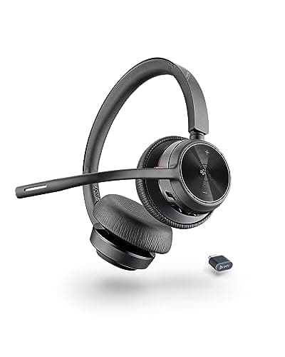 Poly (Plantronics Voyager 4320 Wireless Headset, Over Ear W/Noise-Canceling Mic, 162G, Connect to Mobile/Tablet Via Bluetooth and PC Via USB-A/C, Works with Teams, Zoom, and More, Black, 8G107AA