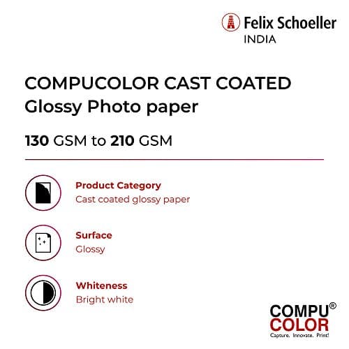 COMPUCOLOR- Cast Coated Primo Glossy Photo Paper 180GSM (A4 Size, 20 Sheets, Pack of 1) Bright White| For all Inkjet Printers | Water Proof, Scratch Resistant, Instant Dry, Long Lasting, Vibrant Color 3