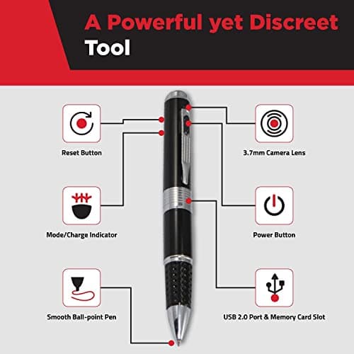Drumstone ( First TIME in India with 12 Years Warranty Portable Camera Full HD 1080p Security Pen with Video and Voice Recording Feature Support 32 GB SD Card (Silver) 4
