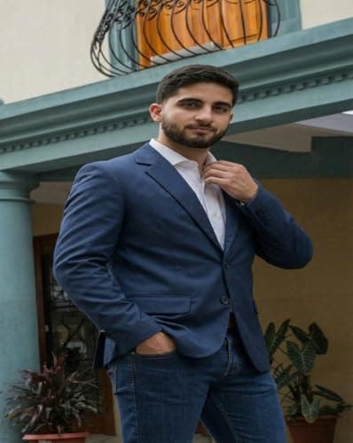 MAYKR Men's Navy Blue Blazer, Slim Fit Single-Breasted Suit Jacket, Formal Business Wear 2 5