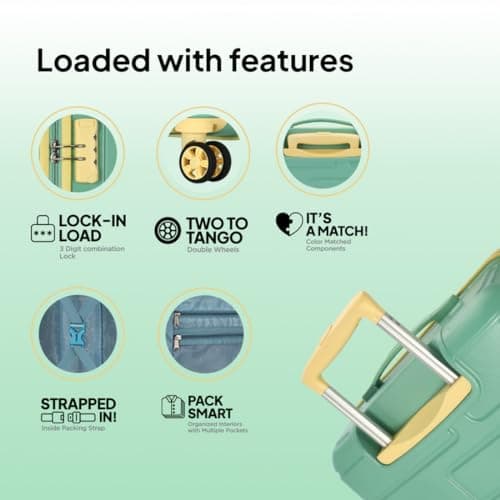 American Tourister Bricklane+ | Medium Size Check-in Trolley Bag (69 cm) | 360° 8 Wheel Travel Luggage | Hard Case Polycarbonate (PC) Suitcase |Mounted Combination Lock | Emerald Green 4