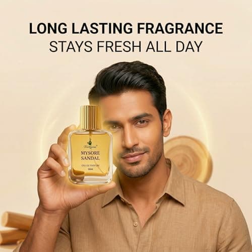 TrustGanic Mysore Sandal Perfume for Men & Women 50ml | 10+ Hours Long Lasting Sandalwood Eau de Parfum | Pure Chandan Fragrance with Woody & Earthy Scent | Natural Perfume | Gift Pack 4