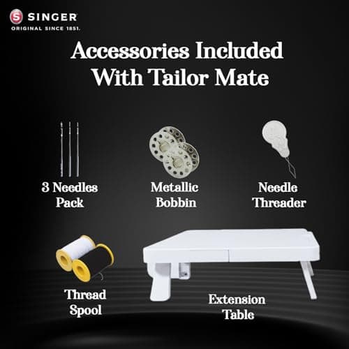 SINGER Tailor Mate Straight Stitch Sewing Machine with Free Arm | LED Light, Foot Pedal & Extension Table | 3 Stitch Length Options | 1-Year Warranty | Gifts for Woman 6